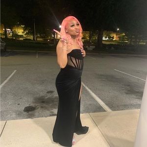 Black velvet formal gown